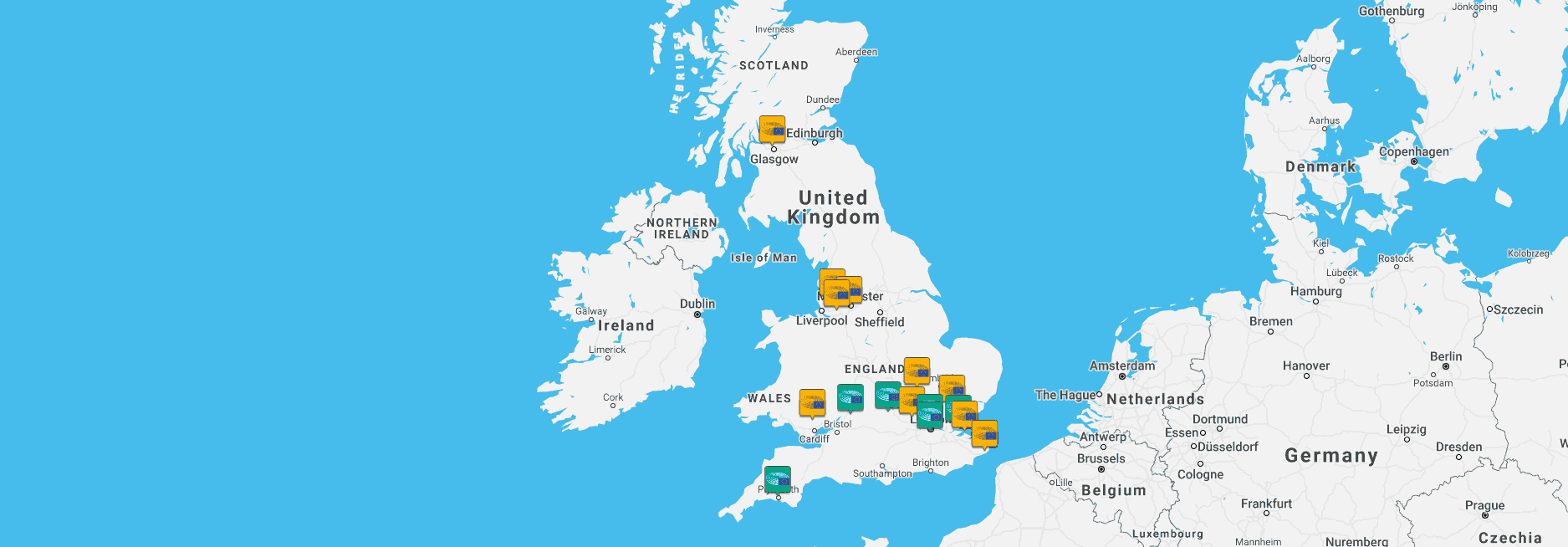 Map showing schools that are part of the scheme.